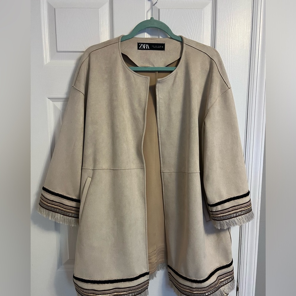 Zara lightweight suede-like jacket coat like new